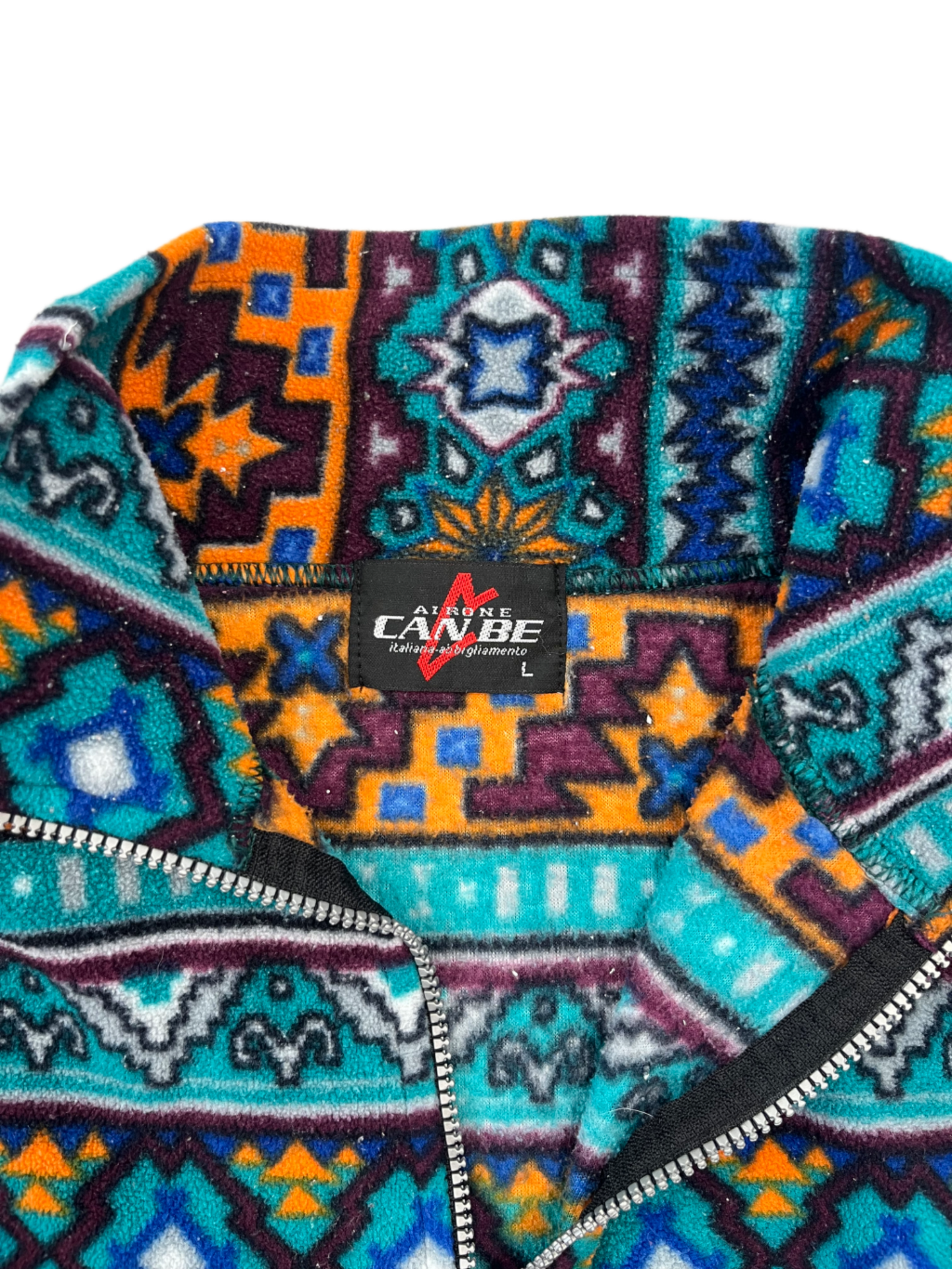 Blue-orange Vintage 70er Flecce Jacke (L)