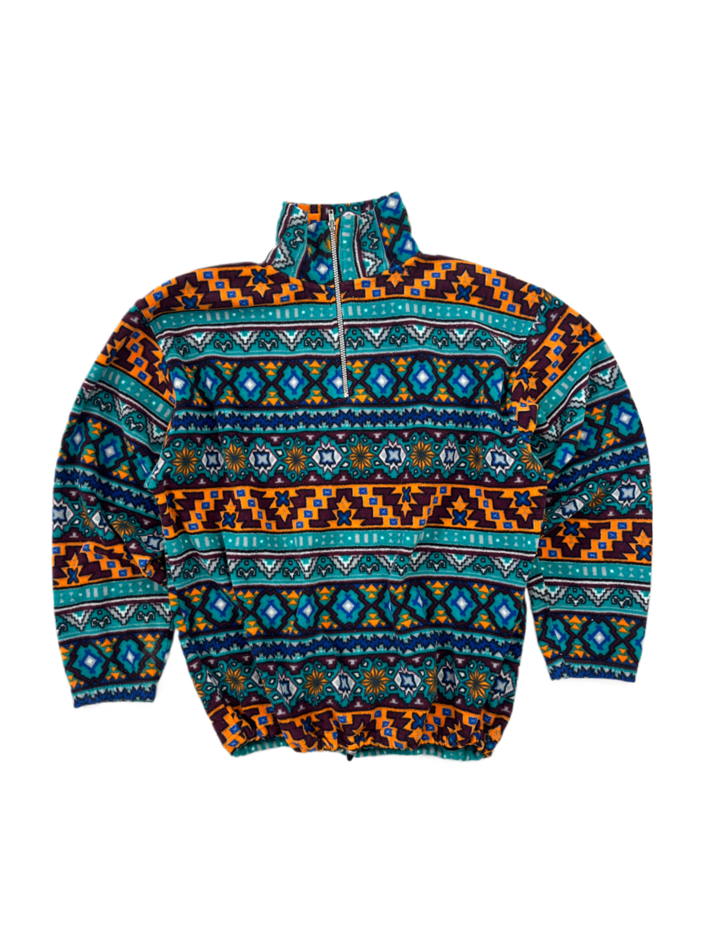 Blue-orange Vintage 70er Flecce Jacke (L)