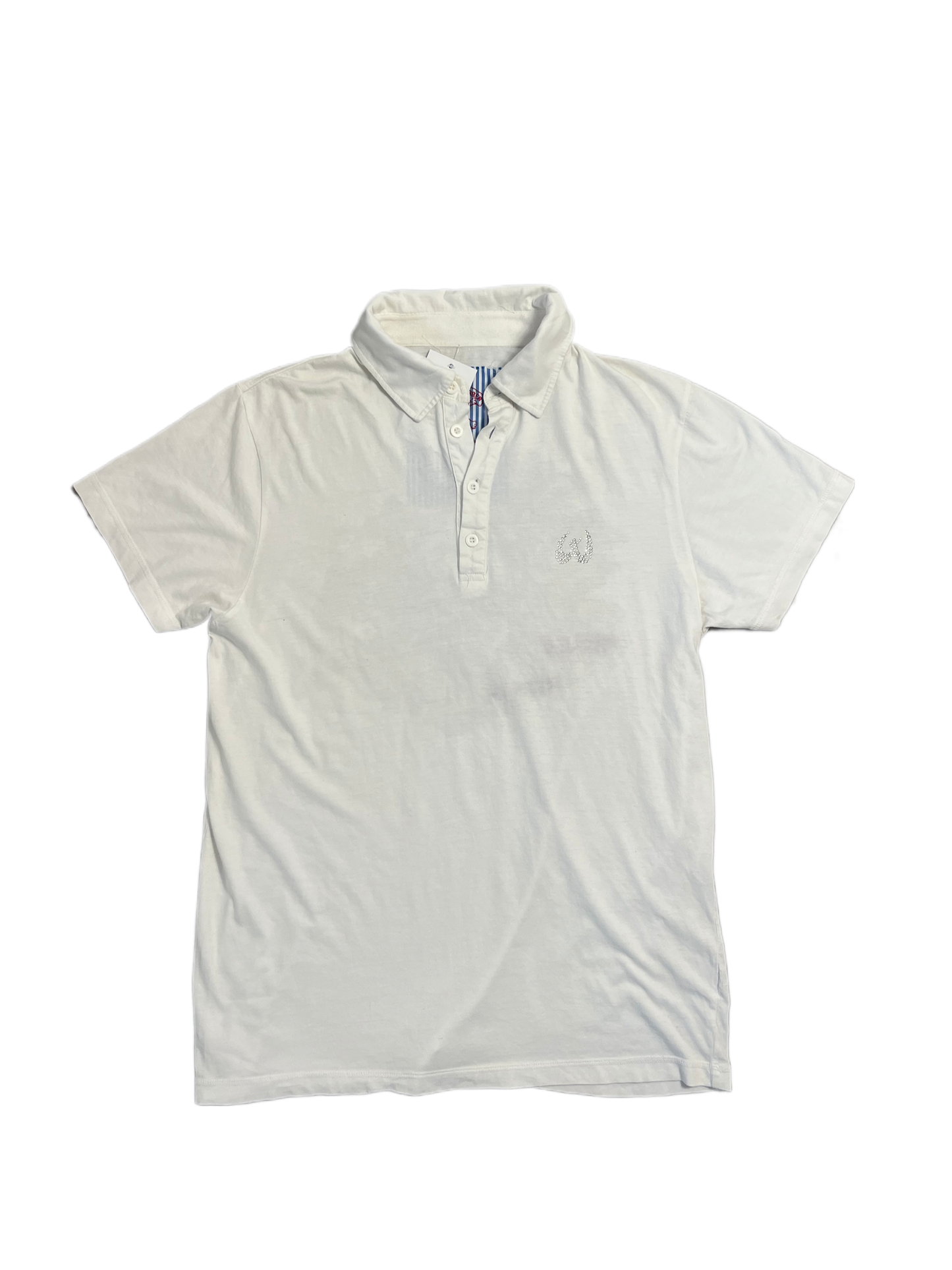 White Vintage Y2k Sommer Polo mit Back print (XL)