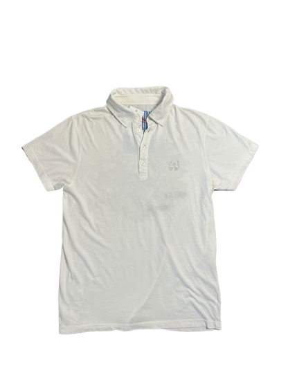 White Vintage Y2k Sommer Polo mit Back print (XL)