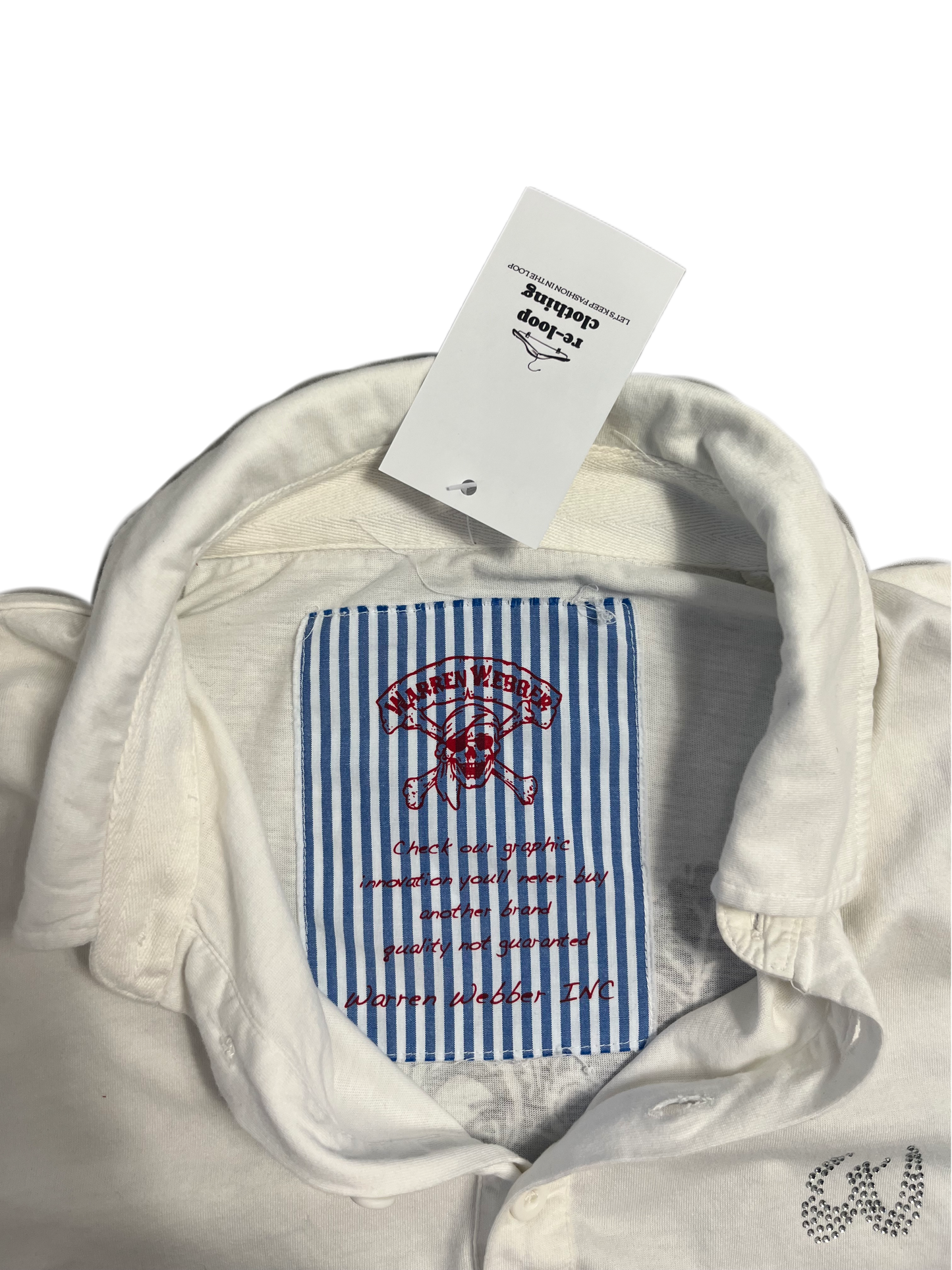 White Vintage Y2k Sommer Polo mit Back print (XL)