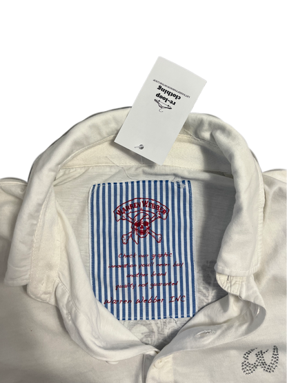 White Vintage Y2k Sommer Polo mit Back print (XL)