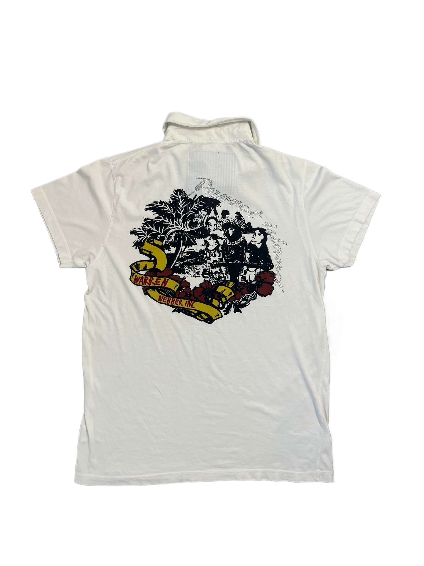 White Vintage Y2k Sommer Polo mit Back print (XL)