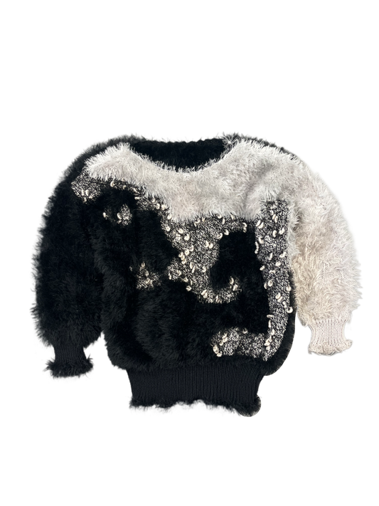 Plüsch Vintage Y2k sweater black-white (M)