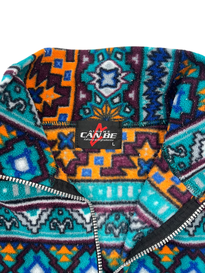 Blue-orange Vintage 70er Flecce Jacke (L)