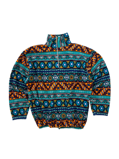 Blue-orange Vintage 70er Flecce Jacke (L)