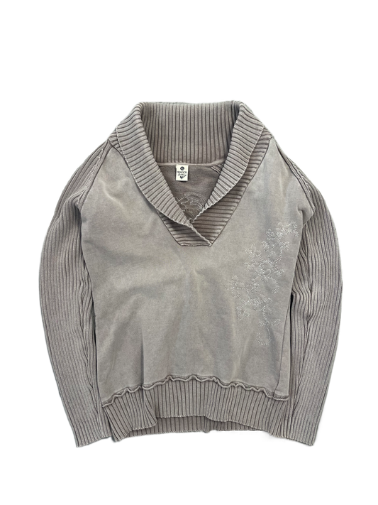 Schulterfreier Vintage Y2k Sweater Grey (XL)